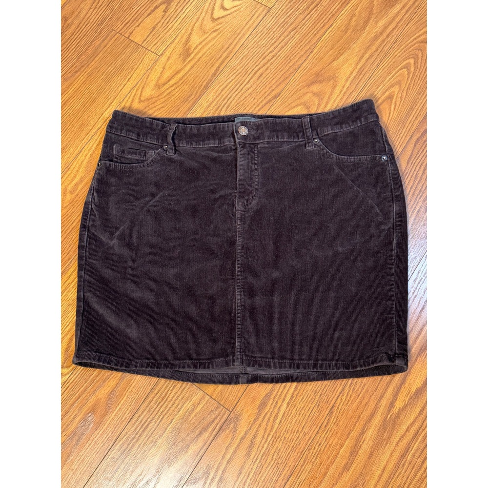 Torrid Brown Corduroy Mini Skirt Womens 16 Plus Size 5 Pocket Stretch Casual